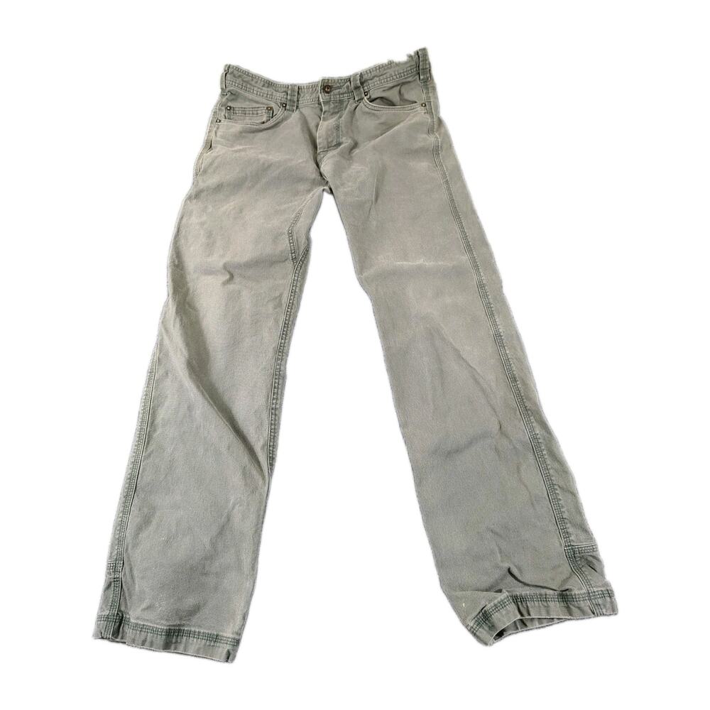 PrAna Bronson Pants Men's 33x32 Green Organic Cotton Canvas Utility Workwear GUC